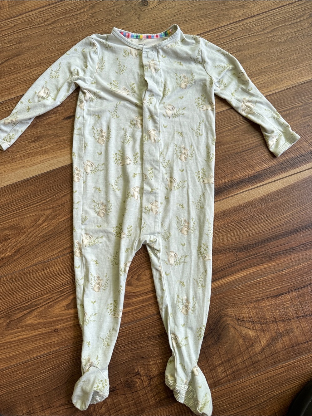 Magnetic Me Mint Floral and Bunny Footed One-Piece